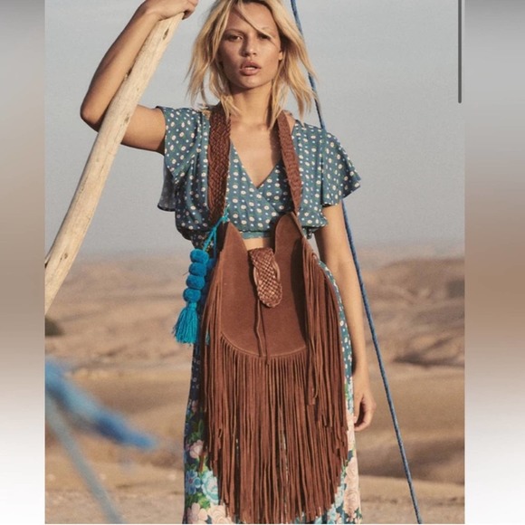 Spell Handbags - For @schwenpa Spell Yellow Rose Suede Fringe Bag